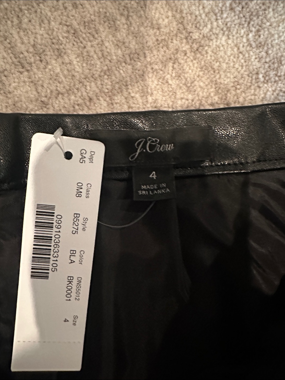 J. Crew Black Pleated Faux Leather Midi Skirt NWT - Picture 3 of 3